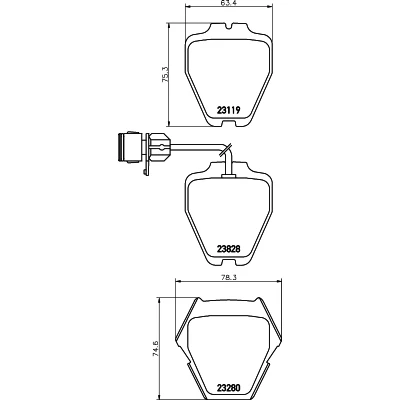 Image de HELLA 8DB 355 008 791 Jeu de plaquettes frein avec contact du palpeur d&#039;usure intégré accessoires AUDI: A8 D3, D2