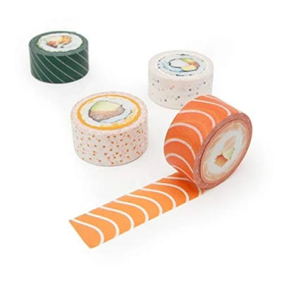 Image de Suck UK Sushi Lot de 4 rubans adhésifs décoratifs en papier Washi qualité Design insolite et mignon, multicolore, 10 m