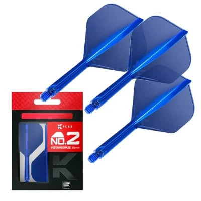 Image de Target Darts K Flex Integrated Dart Flight And Shaft, No.2 Bleu (Intermédiaire) Pack de 3 fléchettes No 2, 2 en 1 moulées avec précision et tige Accessoires professionnel