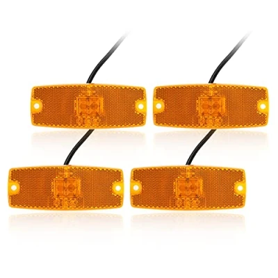 Image de Qiping 4 Pcs Feux de Gabarit LED 12V/24V Orange avec Réflecteur, Position Latéraux pour Remorque, Voiture, Camion, Caravane, RV (Jaune/Ambre)