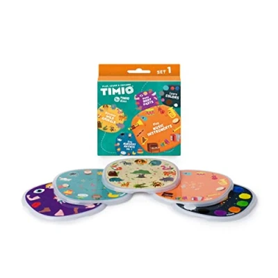 Image de TIMIO Disc Set # 1 : 5 disques Audio pour Le Lecteur Apprendre Les Couleurs, Animaux Sauvages, Instruments de Musique, 96 comptines Vol. 1, Parties du Corps 8 Langues incluses