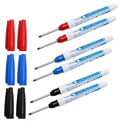 Image de Pilikoll Marqueur Charpentier Stylo Indélébile à Pointe Fine de 30 mm Marqueurs Trou Profond pour Des Marquages Endroits Difficiles d&#039;accès (6)