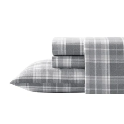 Image de Laura Ashley Accueil Draps de lit en Flanelle Coton brossé pour Plus Douceur et Confort (Carreaux Mulholland Gris, Grand lit)