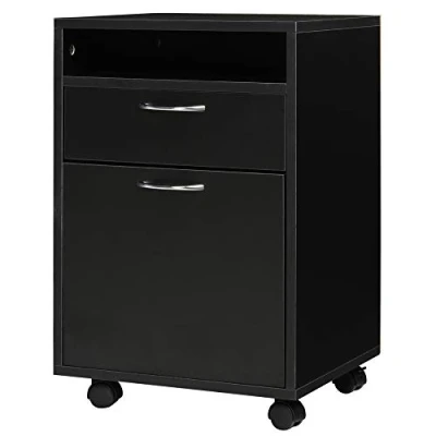 Image de HOMCOM Caisson de Bureau Rangement sur roulettes tiroir Placard Niche Panneaux Particules Noir