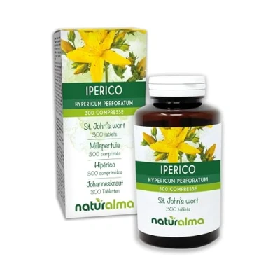 Image de Millepertuis (Hypericum perforatum) herbe avec fleurs Naturalma 150 g 300 comprimés Complément alimentaire Naturel et Végétalien