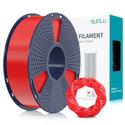 Image de SUNLU Filament PLA+ 1.75mm, PLA plus pour imprimante 3D, résistant,Neatly Wound, 1kg Précision +/ 0.02mm,Rouge
