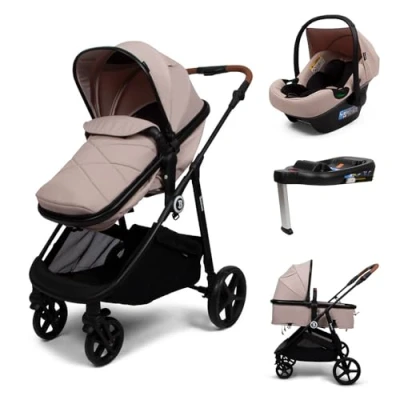 Image de Baninni 4 en 1 Poussette Multi Stands avec Siège d’Auto et Base Nelia Beige
