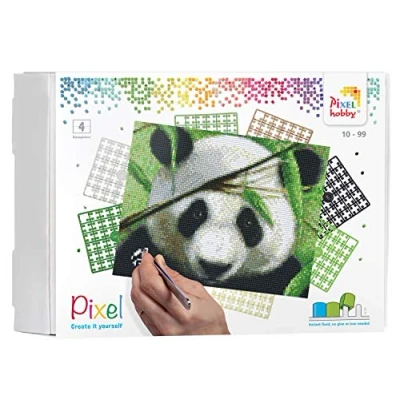 Image de Pixel P090040 Emballage Cadeau mosaïque Panda pour Enfants, Image d&#039;environ 20,3 x 25,4 cm, système d&#039;assemblage Simple avec des tesselles en bioplastique, sans Repassage ni Collage