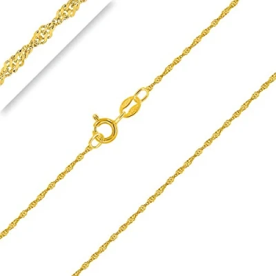 Image de PLANETYS Chaîne Maille Singapour Argent 925/1000 Plaqué Or Jaune 18 Carats Largeur 1 mm 60 cm