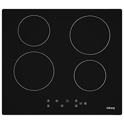 Image de Plaque Vitrocéramique 4 Feux, Table de Cuisson Encastrable (6000W, Foyers, 60cm, Autarkic, Tactile, Minuteur, Verre céramique