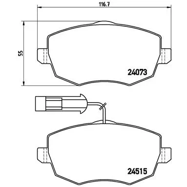 Image de BREMBO P 23 127 Jeu de plaquettes frein contact signal d&#039;usure inclus avec vis d&#039;étrier accessoires LANCIA: Ypsilon II