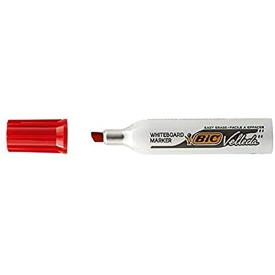 Image de BIC 19936 Marqueur velleda 1781 pointe Biseautée 2 mm écriture 3 5 encre Cétone effaçables corps Métal capuchon ventilé