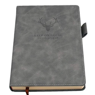 Image de Carnet de Notes Classique Papier à Rayures Journal Couverture Rigide, 8,3 &quot;x 5,7&quot;, 360 pages,Parfait pour le bureau Accueil École Rédaction professionnelle et prise notes（Gris）