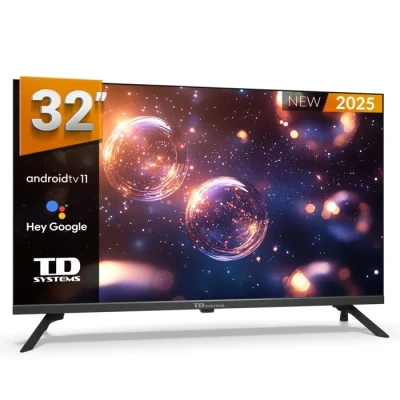 Image de TD Systems Smart TV 32 Pouces, Hey Google Cast, Télévision TNT HD, Android 11, Modèle 2025, avec Garantie 2 Ans PRIME32K20GLE