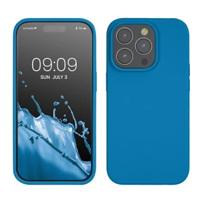 Image de kwmobile Housse Compatible avec Apple iPhone 14 Pro Coque de téléphone Fine Finition Douce Bleu Vif