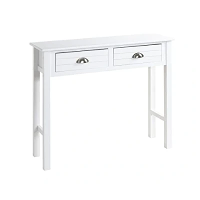 Image de HAKU Möbel Console, Bois Massif, Blanc, L 100 X P 30 H 77 cm