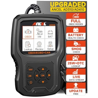 Image de ANCEL AD530 Lecteur de Code OBD2 l&#039;Outil d&#039;Analyse Vérifier Le Voyant Moteur Voiture Capteur O2 Scanner systèmes EVAP avec Fonctions Complètes et Amélioré Graphique État la Batterie