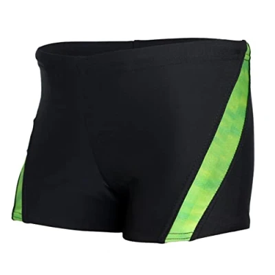 Image de Aquarti Maillot de Bain avec Insert Contrasté Boxer Natation pour Garçon, Nior/Vert, 158