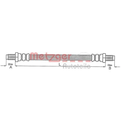 Image de METZGER 4115146 Flexible De Frein 156 3/8&quot; 24 ROVER: Mini 3 portes, AUSTIN: 3/5 portes