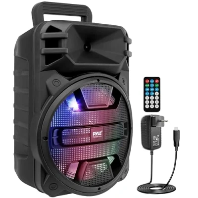 Image de Système de haut parleurs PA à puissance sortie maximale 800 W avec nominale 400 portable rechargeable pour utilisation en extérieur Enceinte karaoké DJ clignotant fête