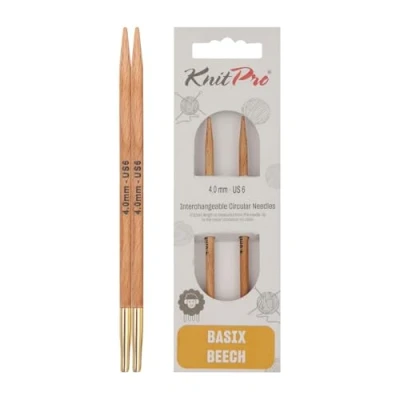 Image de KnitPro Aiguilles à Tricoter circulaires Normales et interchangeables en Multicolore, Bois de Bouleau 11,6 cm x 4 mm
