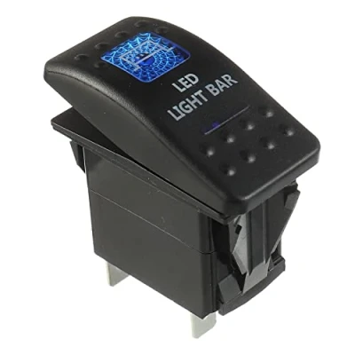 Image de HUAREW 12V Interrupteur à Bascule, 5 broches Rocker Switch Blue LED lamp Commutateur, suitable for automobile, instrument panel, lamp(Bar Light)