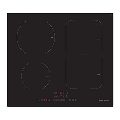 Image de SCHNEIDER SCTI641SSL Table de cuisson Induction 4 foyers Zone flexible 7400 watts Noir