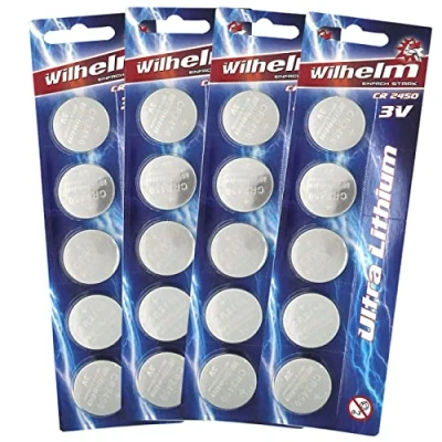 Image de Lot de 20 piles bouton au lithium CR2450 Wilhelm 3 V 600 mAh Ø 24,5 x 3,0 mm DL2450