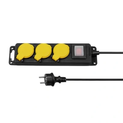 Image de ITENSE Bloc multiprise, multiprise 3 Prises étanche 16A avec Interrupteur Câble HO5RN F 3G1mm² Longueur câble: 0.85m Tension: 230V Puissance Max: 3680W