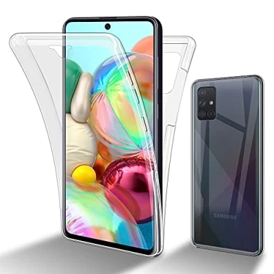 Image de cadorabo Coque Compatible avec Samsung Galaxy A51 5G en Transparent Étui pour téléphone Portable Complet à 360 Protection Avant et arrière complète d&#039;écran