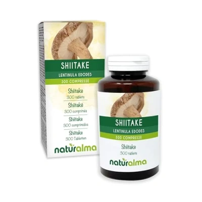 Image de Shiitaké ou Lentin du chêne (Lentinula edodes) champignon Naturalma 150 g 300 comprimés Complément alimentaire Naturel et Végétalien