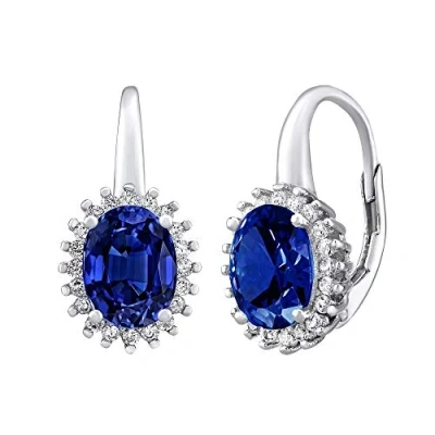 Image de SILVEGO LPS0588DB Boucles d&#039;Oreilles Femme Argent 925/1000 Saphir de Synthèse