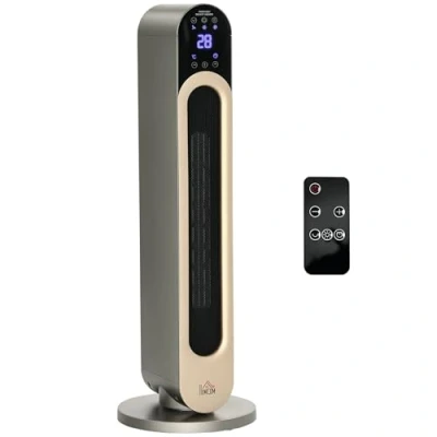 Image de HOMCOM Chauffage soufflant oscillant 1100/2200 W Mini radiateur céramique PTC télécommande Incluse d&#039;appoint Noir