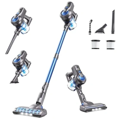 Image de Greenote Aspirateur sans Fil 190w, Léger Et Silencieux, 6 en 1 Polyvalent, Design Autoportant, Batterie Amovible, Autonomie De 30 Minutes, Idéal pour Le Nettoyage Quotidien des Sols Durs Tapis