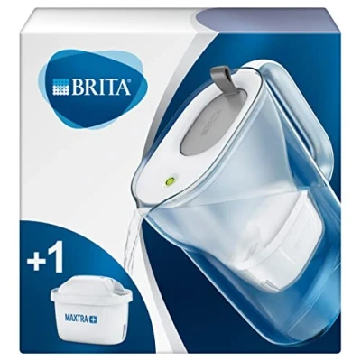 Image de BRITA Carafe filtrante Style Grise + 1 Filtre MAXTRA+, réduit Le calcaire, Chlore et Plomb pour Une Eau du Robinet Plus Pure, sans BPA.