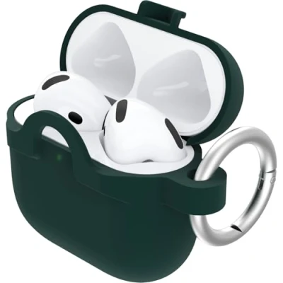 Image de Otterbox Coque Soft Touch pour AirPods (4th gen), de Protection Antichoc, Anti Chute, Ultra Mince, Rayures et éraflures Apple AirPods, Mousqueton Inclus, Vert