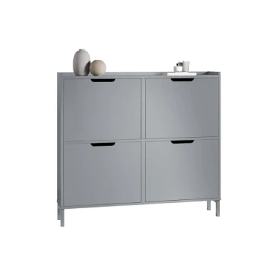 Image de SoBuy Meuble de Rangement à Chaussures Armoire Commode 4 abattants d&#039;entrée Coffre pour Gris, 100x19x90cm, FSR100 HG