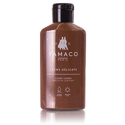 Image de Famaco Crème Délicate 125ml pour Cuirs Lisses MARRON CLAIR Lait Nourrissant à Base de Cire Nettoie, nourrit et Assouplit en Douceur les Chaussures