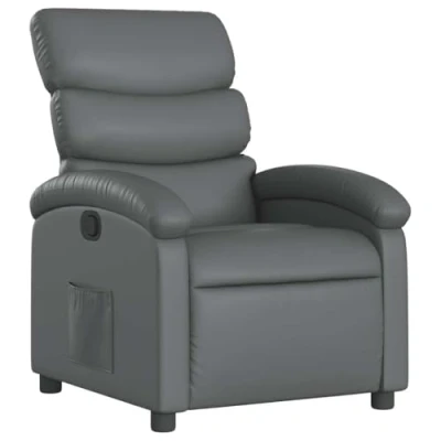 Image de vidaXL Fauteuil Inclinable, Chaise de Relaxation avec Porte gobelets, Siège Dossier et Accoudoirs Salle Séjour, Moderne, Gris Similicuir
