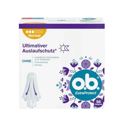 Image de o.b. Tampon ExtraProtect Normal Lot de 56 protections anti fuites pour les jours moyens à plus forts