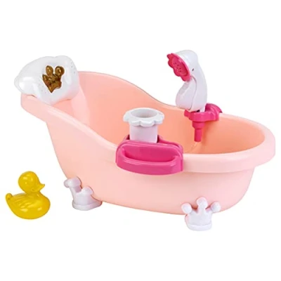 Image de Theo Klein 1665 Baby Coralie Baignoire et accessoires I pour poupée avec Fonction lumineuse musicale amusante de bain moussant douche Dimensions : 46 cm x 28 26 Jouet enfants à partir 18 mois