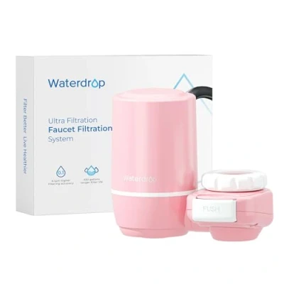 Image de Waterdrop Système d&#039;Ultrafiltration pour Soins de la Peau, Filtre à Eau Robinet, Certifié NSF, Réduit le Chlore, Compatible avec les Robinets Standards, WD FC 02, Rose (1 Filtre)