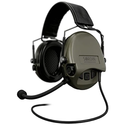 Image de Sordin MIL CC Slim Protection auditive active avec câble Nexus 74332 06 S Microphone et bracelet en cuir, Gélules vertes, taille unique