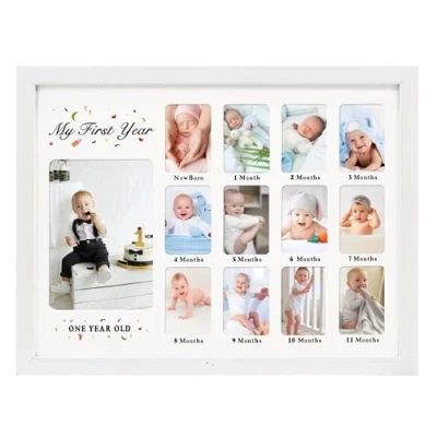 Image de GMFrames Cadre photo pour bébé 12 mois 30,5 x 40,6 cm contenir (1) 7 et (12) 5 Blanc