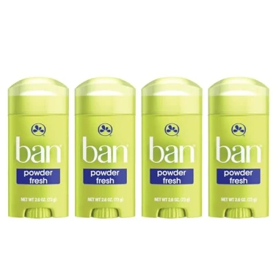 Image de Ban Antiperspirant Deodorant, Invisible Solid, Powder Fresh, 2.6 Ounce Bottles by