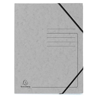 Image de Exacompta Réf. 555471E Paquet de 5 chemises à élastiques sans rabat imprimées pochettes en carte lustrée 355 g/m² dimensions 24 x 32 cm pour documents au format A4 couleur gris