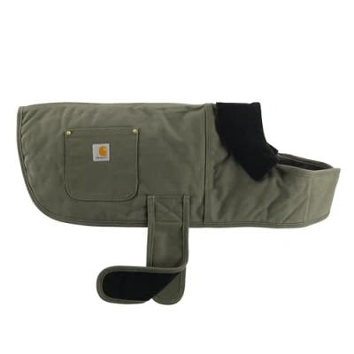 Image de Carhartt Firm Duck Manteau de corvée Isotherme pour Chien, Vert Kaki/Laiton, Taille M