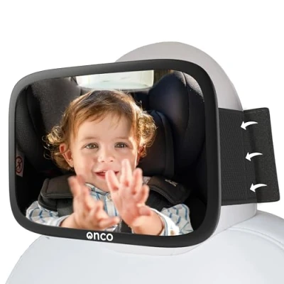 Image de Onco Rétroviseur de voiture fixe pour bébé, compatible avec Tesla, 100 % incassable et résistant aux secousses, antidérapant, rotation à 360, indispensable les nouveau nés