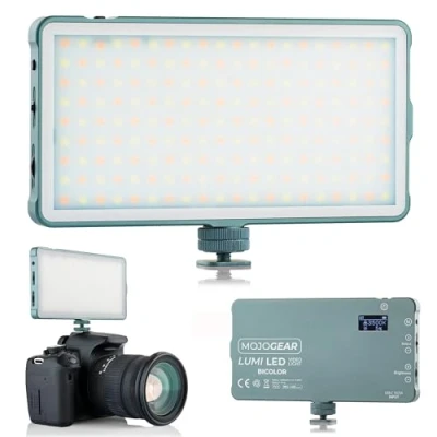 Image de Lampe LED MOJOGEAR Lumi Bicolor Medium 12 Watt Métal Robuste Batterie 4 000 mAh Lumière Blanche/Jaune puissante pour Appareil Photo/Studio/vidéo Gris