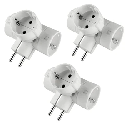 Image de POLY POOL PP2350.3 Adaptateur Prise Schuko avec 3 Prises Standard Allemande et 16A Multiprise Blanc